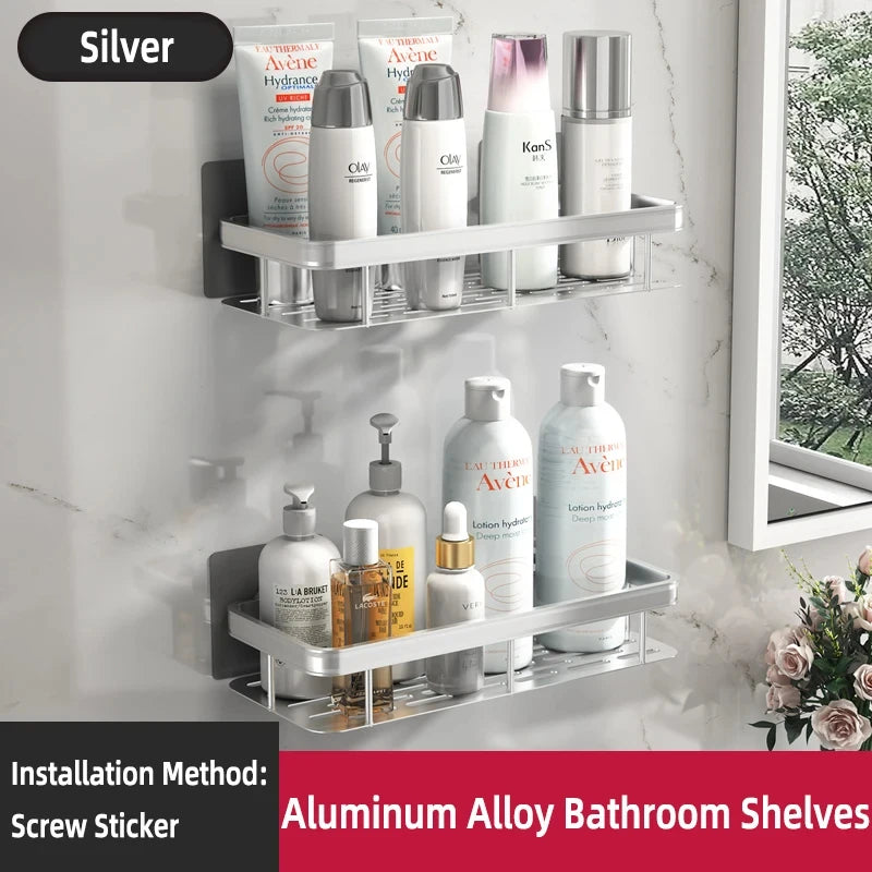 Bathroom Shelf Organizer Aluminum  No Drill Shelf