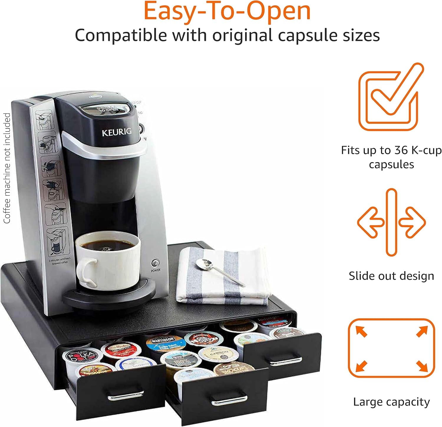 Elevate Your Coffee Ritual with Our Stylish K-Cup Storage Drawer - Organizes 36 Pods Effortlessly!