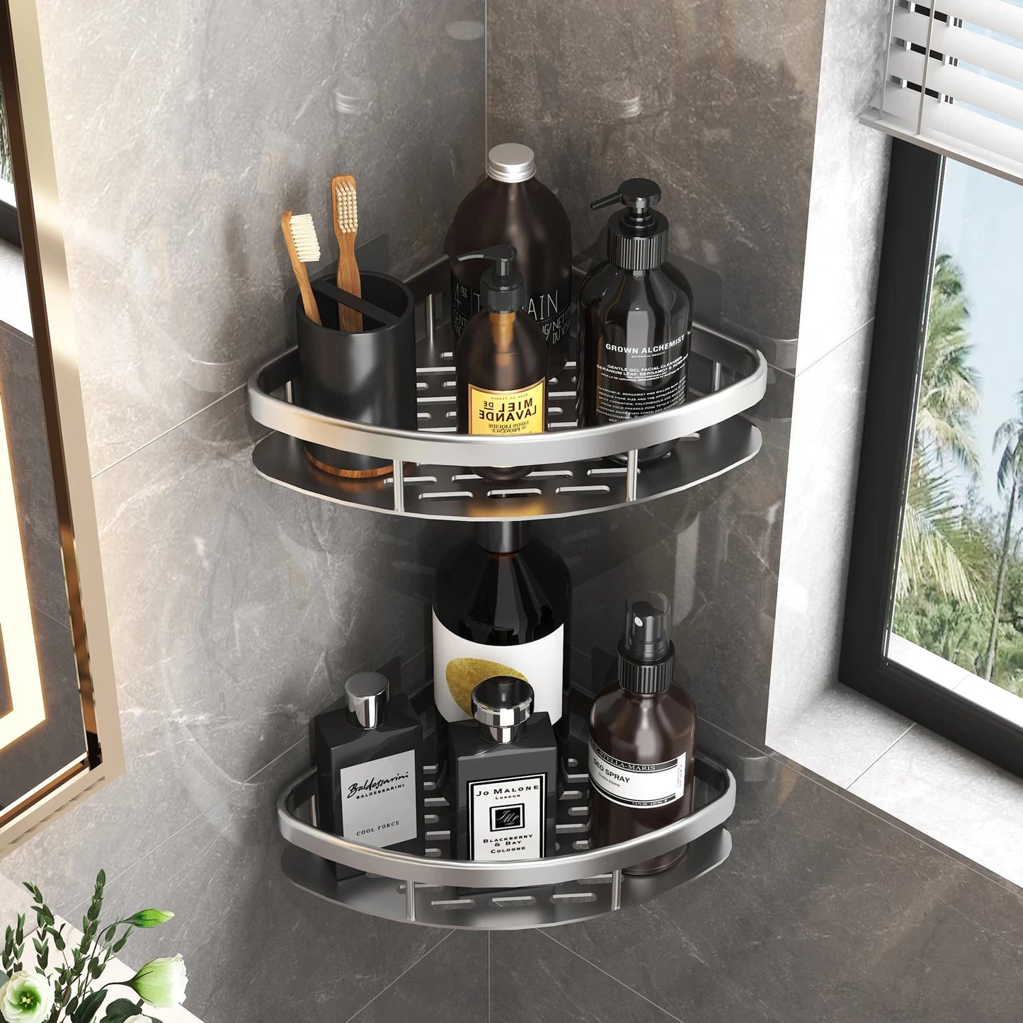 Bathroom Shelf Organizer Aluminum  No Drill Shelf