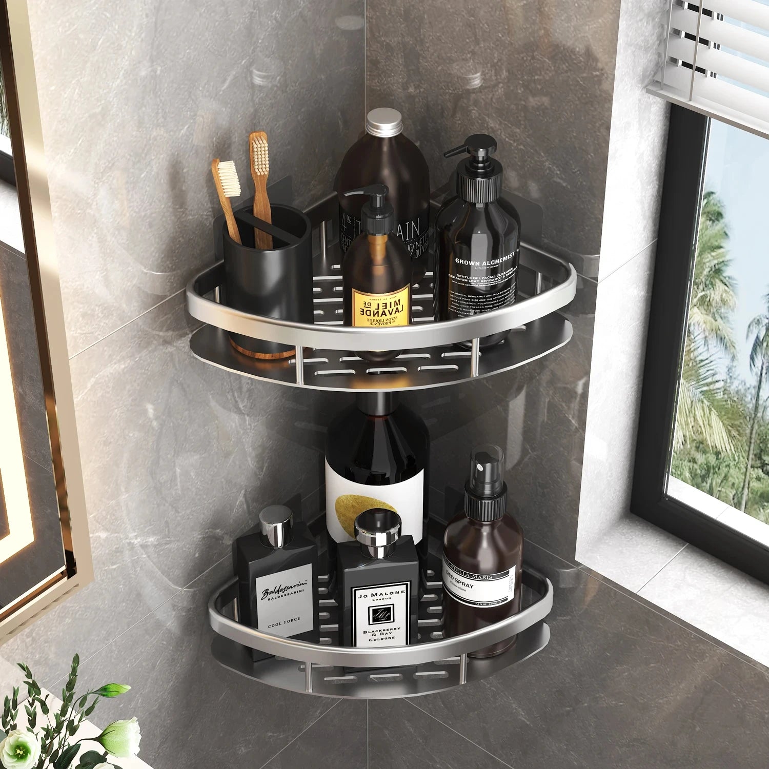 Bathroom Shelf Organizer Aluminum  No Drill Shelf