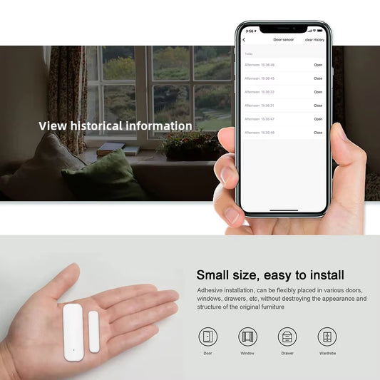 Transform Your Home Security with the Smart WiFi/Zigbee Window & Door Sensor - Compatible with Alexa & Google Home
