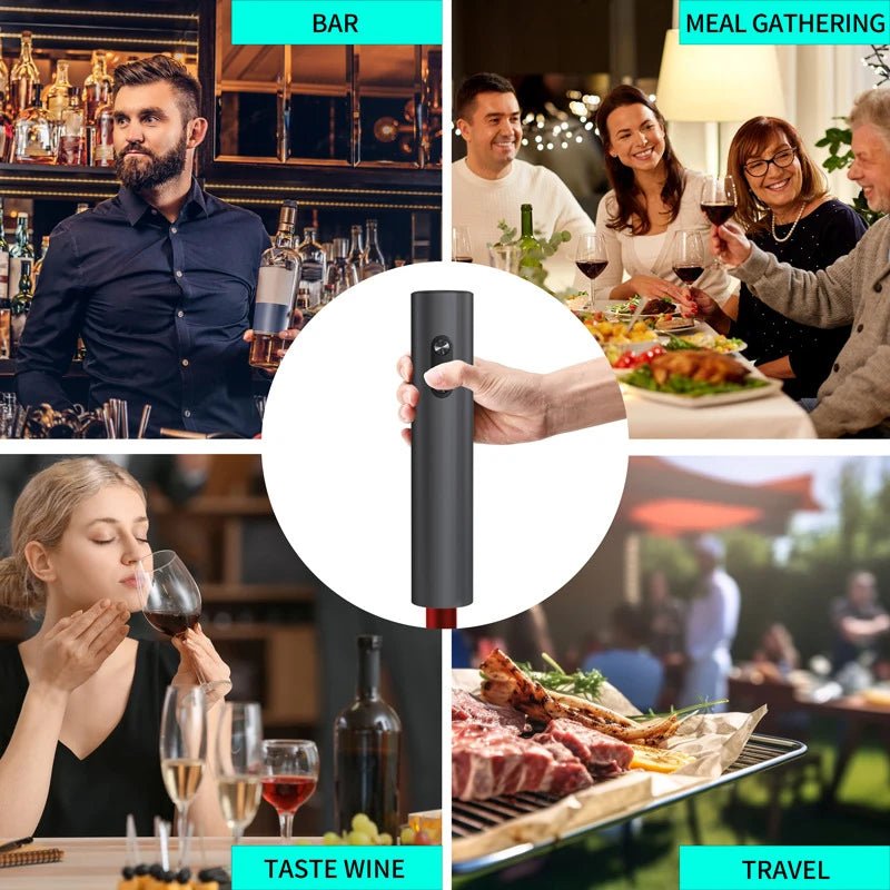 Uncork the Fun with Our Automatic Electric Wine Opener Set – Includes Aerator, Pourer & Foil Cutter – Perfect for Parties & Gift Giving!