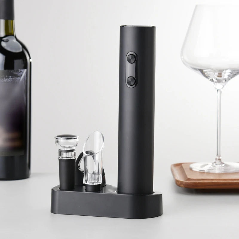 Uncork the Fun with Our Automatic Electric Wine Opener Set – Includes Aerator, Pourer & Foil Cutter – Perfect for Parties & Gift Giving!